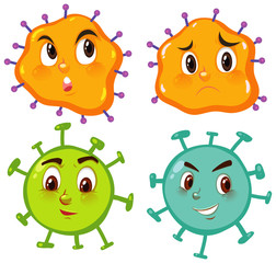 Set of virus with facial expression