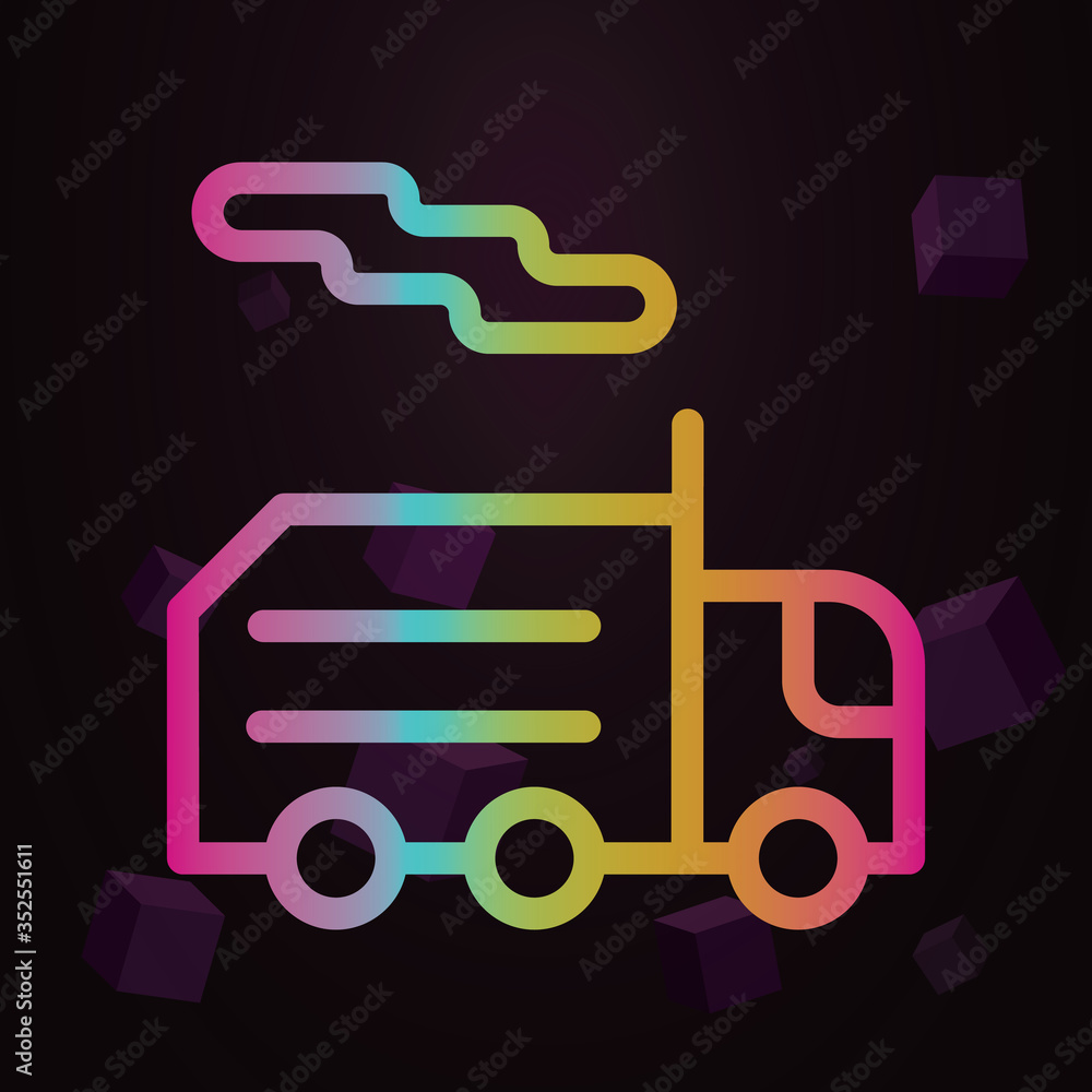Poster garbage, truck line vector nolan icon simple thin line, outline vector of pollution icons for ui and