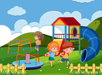 Scene with children playing in the park