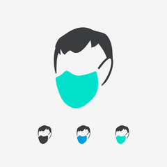 Medical & Surgical Face Mask Flat Vector Icon Set