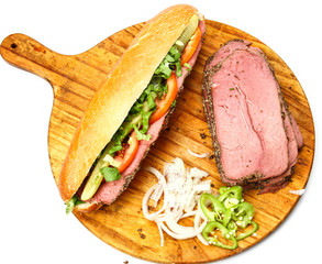 roast beef sandwich On a serving plate