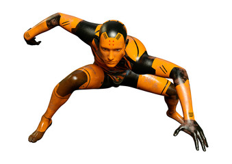 3D Rendering Male Robot on White