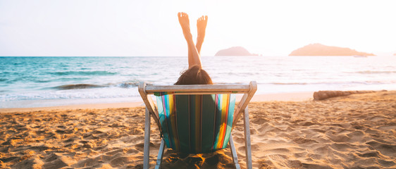 Woman on beach in summer