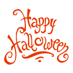 Happy Halloween handwritten decorative text in orange