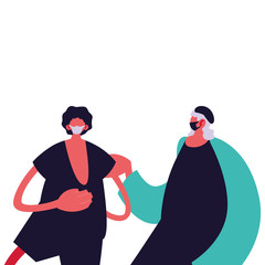 Obraz premium Urban men cartoons with masks and casual cloth vector design