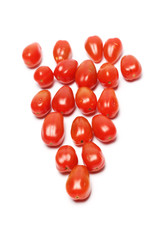 Fresh plum tomatoes on white background