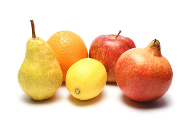 Assortment of exotic fruits isolated on white