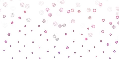 Light pink vector doodle template with flowers.