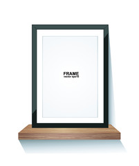vector wood frame on wooden shelves background
