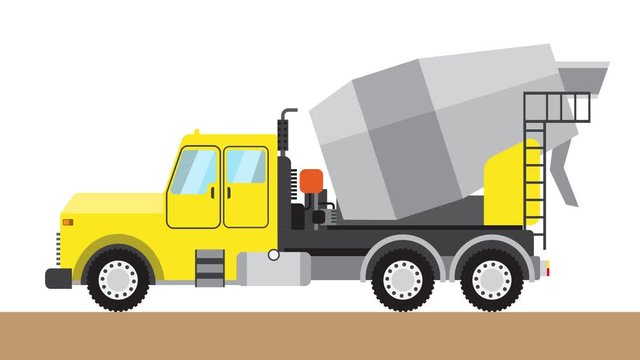 Yellow truck concrete mixer