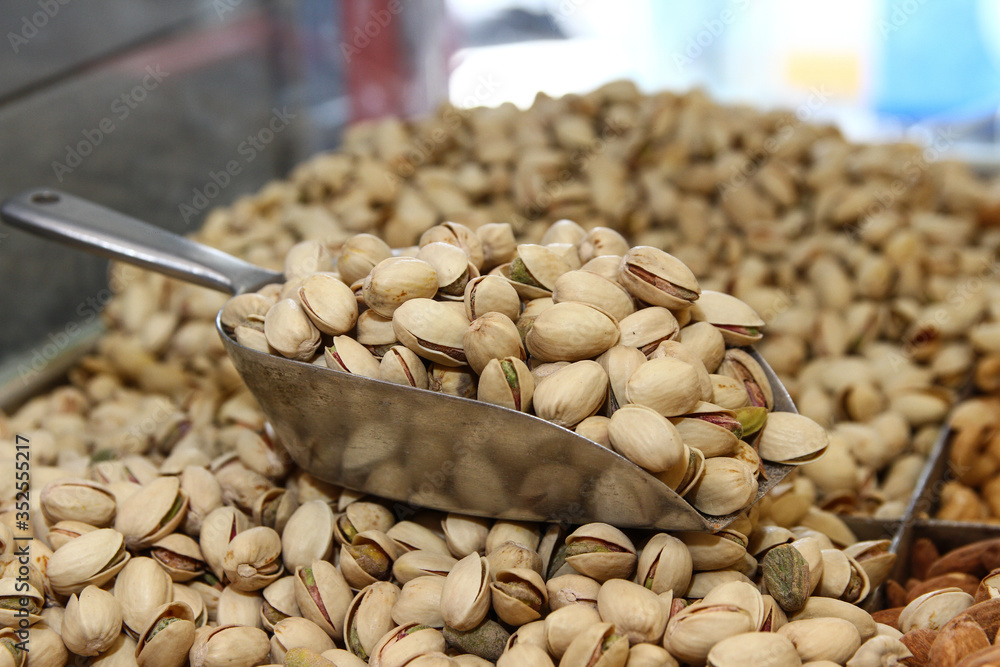 Wall mural pistachio in close up