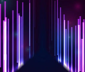 Blue and purple neon laser lines abstract futuristic background. Vector design