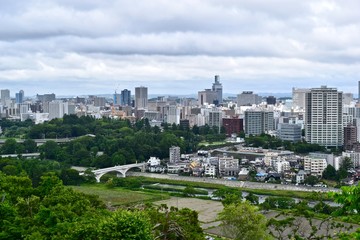 Fototapeta na wymiar The view of Sendai from Aoba castle.