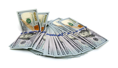  dollar banknotes on white background