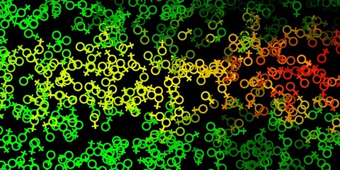 Dark Green, Yellow vector backdrop with mystery symbols.