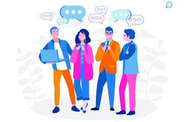 Meeting, team, people, teamwork, conference, leader, discussion. Vector illustration for web banner, infographics, mobile. 