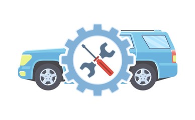 Car service concept. Automobile maintenance repair. Car diagnostics. Vector illustration.