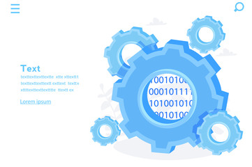 Big data technology. Digital technology. Vector illustration for web banner, infographics, mobile. Information storage and analysis system. Digital technology