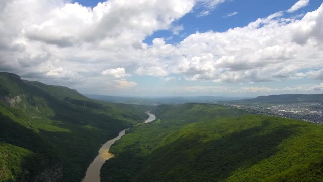 Drone footage 4k, flying above a beautiful landscape of sumidero canyon, mexico