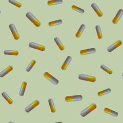 Capsules seamless pattern. Pixel Graphics. Medical seamless pattern, pharmacy background, healthcare concept. 8 bit .Vector illustration.