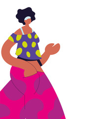 Urban woman cartoon with casual cloth vector design