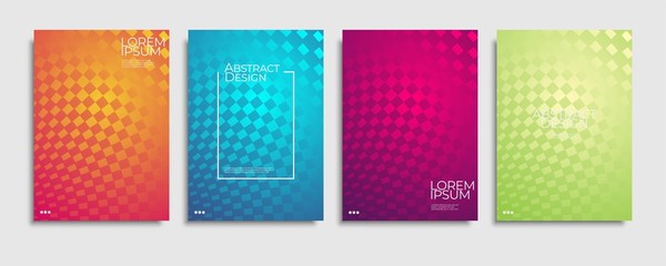 Brochure cover templates set. Minimal colorful gradient abstract background. A4 eps10 vector.