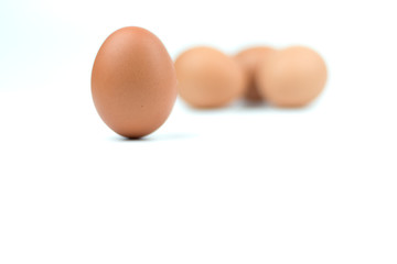 Four brown eggs separated from the white background with spaces for writing text.