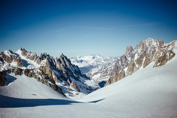 Catena del Monte Bianco, vista da Punta Hellbronner - obrazy, fototapety, plakaty