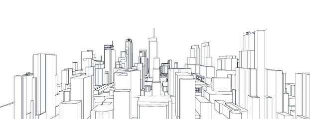 3d wireframe of building. sketch design.Vector
