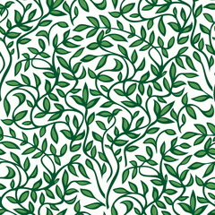 Green abstract foliage seamless pattern.