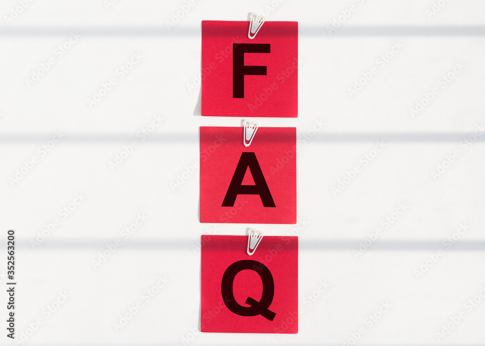 Poster faq text word inscription acronym questions and answers frequently asked questions on memo papers on