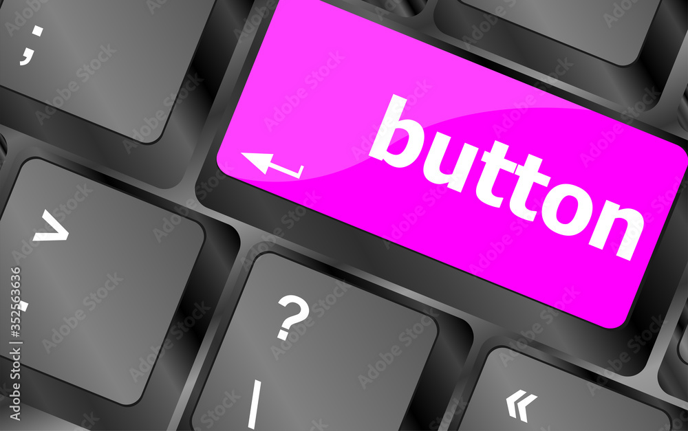 Poster button word on computer keyboard key