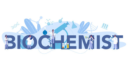 Chemistry science typographic header concept. Scientific experiment