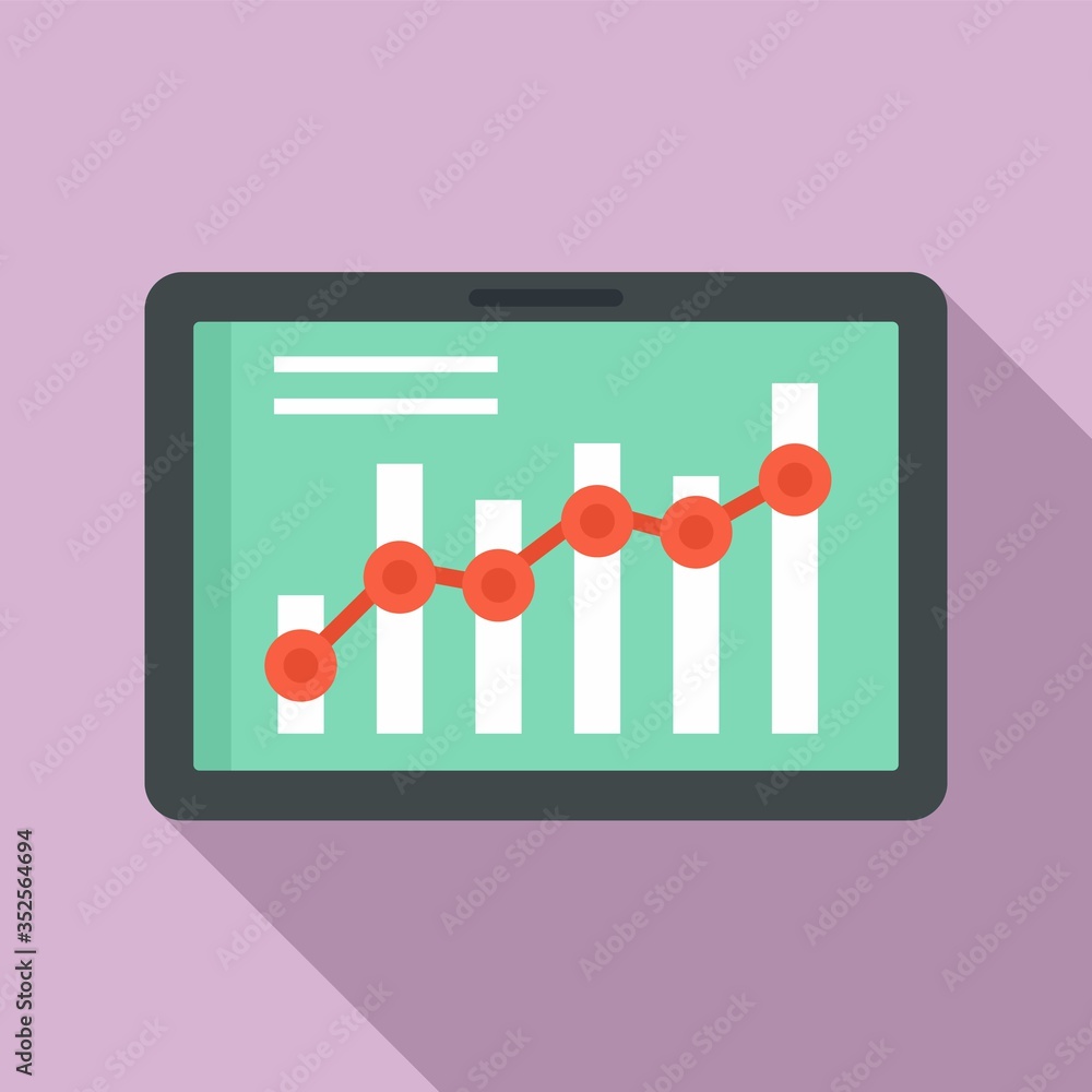 Poster tablet business graph icon. flat illustration of tablet business graph vector icon for web design