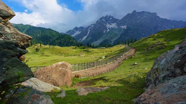 4K Timelapse horse riding at Sonamarg valley, Srinagar, India