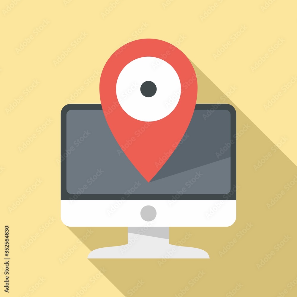Poster business computer location icon. flat illustration of business computer location vector icon for web
