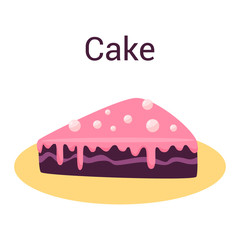 Cake slice. Pastry for holidays. Sweet delicious cream and chocolate.