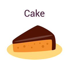 Cake slice. Pastry for holidays. Sweet delicious cream and chocolate.
