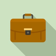 Business leather bag icon. Flat illustration of business leather bag vector icon for web design