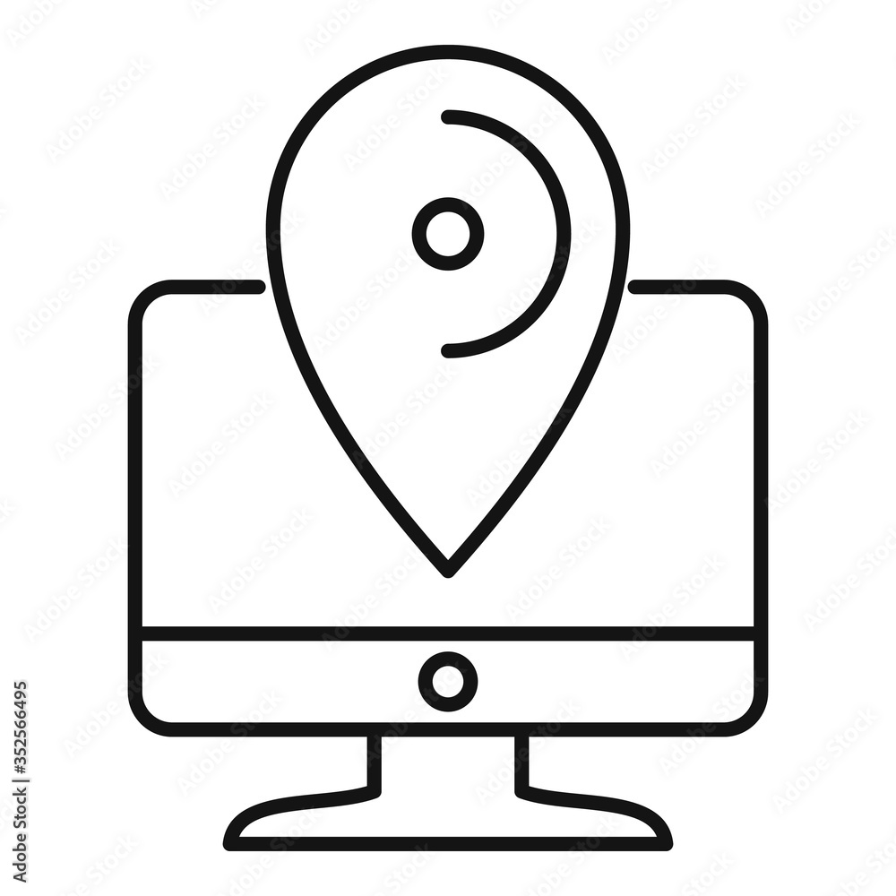 Poster business computer location icon. outline business computer location vector icon for web design isola