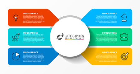 Infographic design template. Creative concept with 6 steps - obrazy, fototapety, plakaty