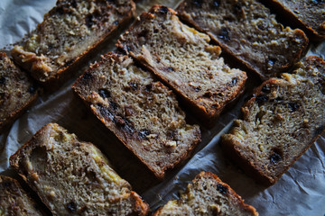Homemade banana bread with chocolate chip