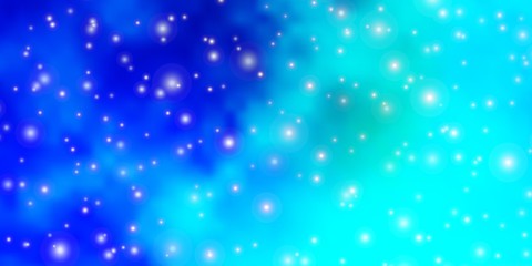 Light Blue, Green vector pattern with abstract stars. Shining colorful illustration with small and big stars. Design for your business promotion.