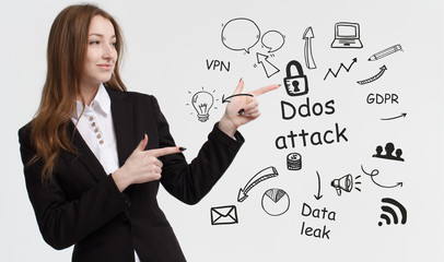 Business, technology, internet and network concept. Young businessman thinks over ideas to become successful: Ddos attack
