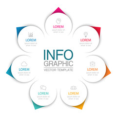 Vector iInfographic template for business, presentations, web design, 7 options.
