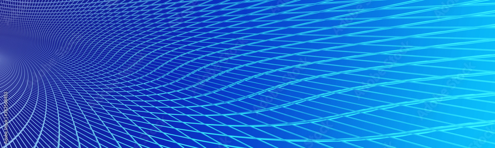 Aufkleber 3d illustration, of green gradient abstract mesh wire design background, triangular texture, wide pa