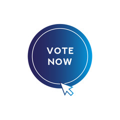 Button with gradient and mouse arrow. Vote now. Vector illustration.