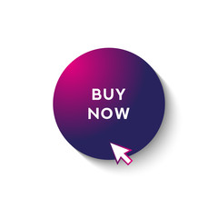 Button with gradient and mouse arrow. Buy now. Vector illustration.