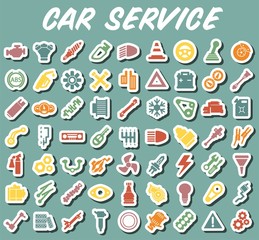 Auto parts. Set of icons. Repair and service of the car. Stock vector.
