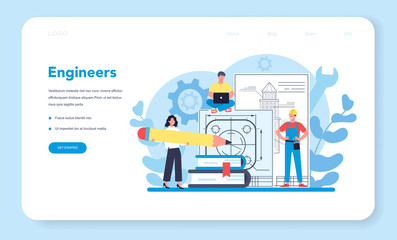 Engineer web banner or landing page. Professional occupation